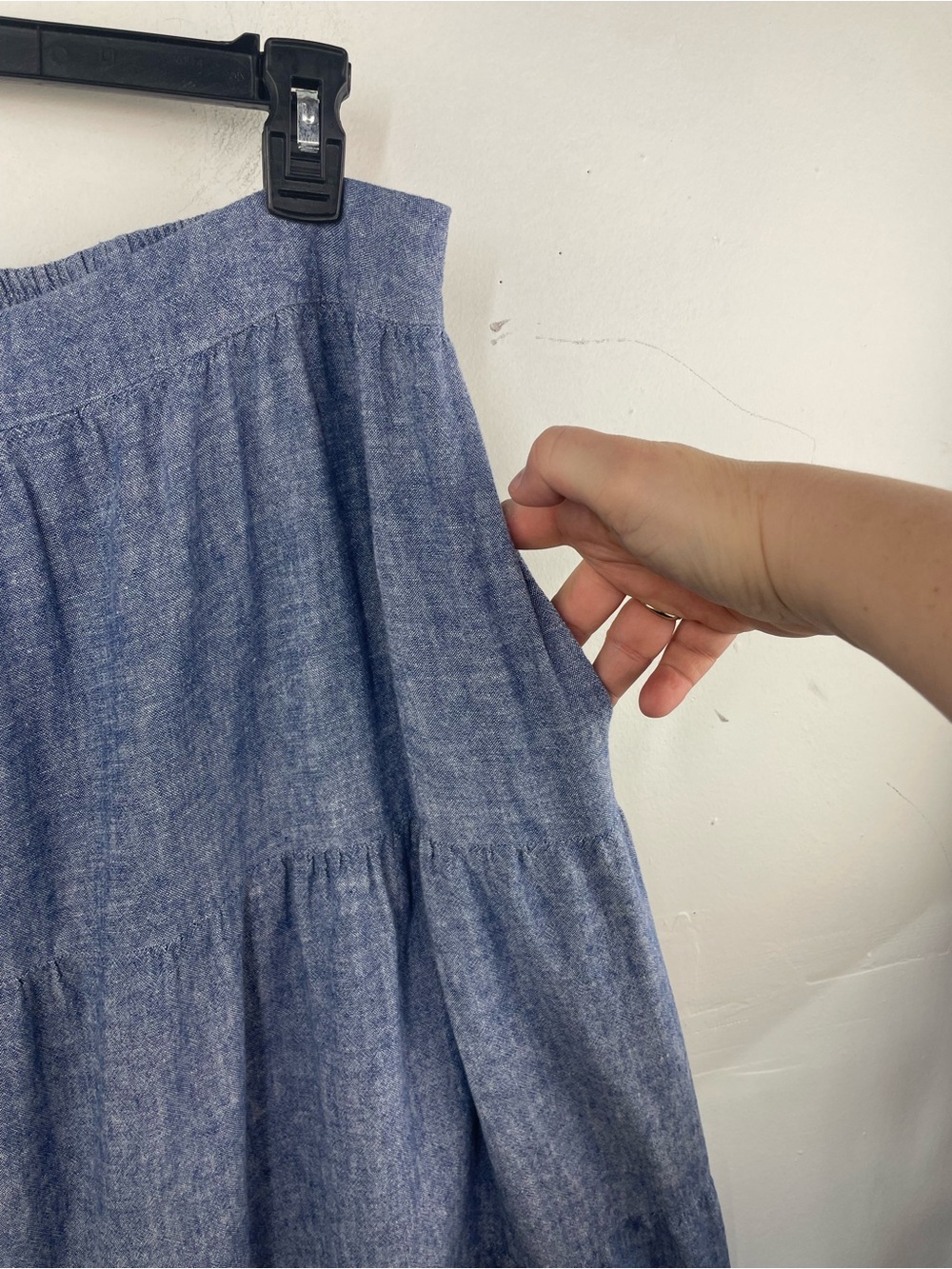 Matty M Blue Chambray Tiered A-Line Midi Skirt size XXL - Picture 5 of 13